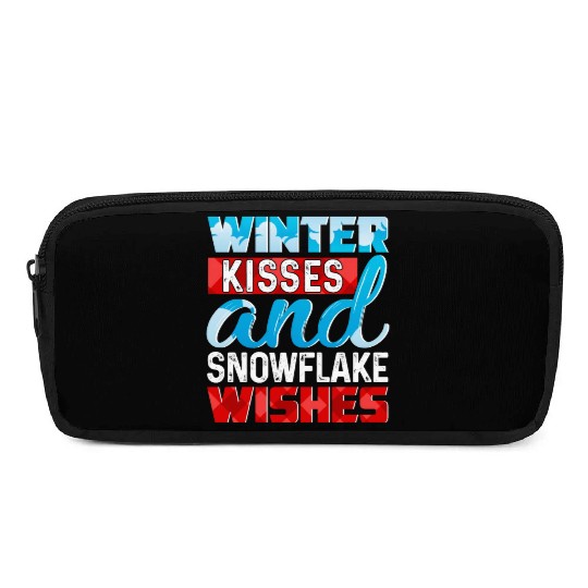 Winter Kisses And Snowflake Wishes Pencil Cases