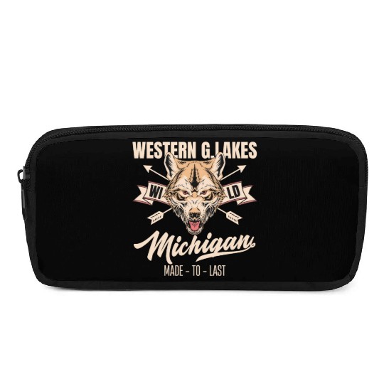 Western great lakes Michigan home of the wolf Pencil Cases