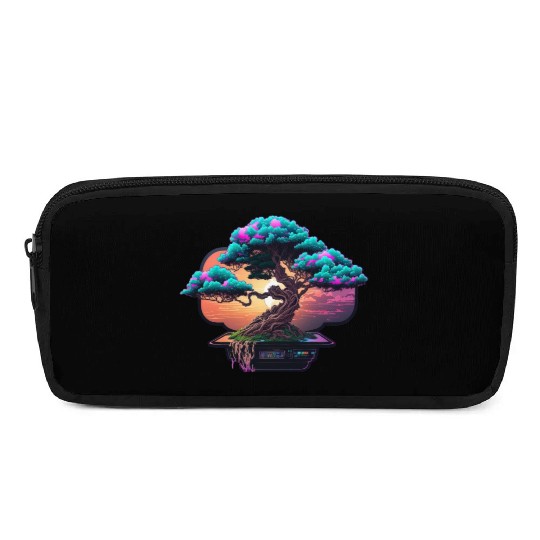 Synthwave Bonsai Tree Pencil Cases
