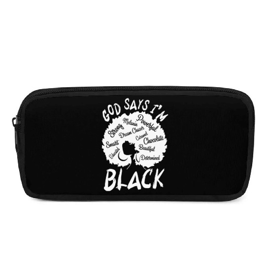 African American Girl God Says I Am Black Pride Pencil Cases