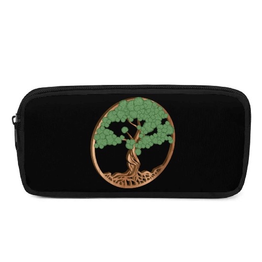 Moss Tree Medallion in wood and moss optics Pencil Cases