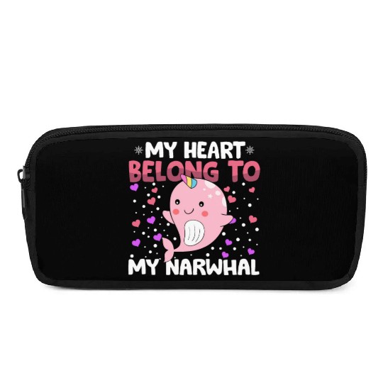 Valentines Day My Heart Belong to My Narwhal Boys Pencil Cases