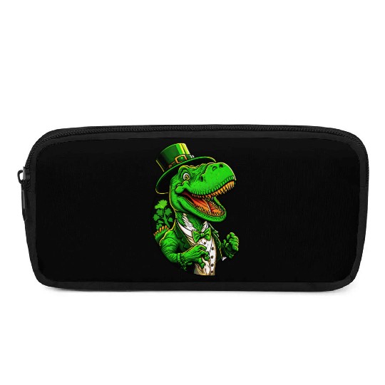 St Patricks Day T-rex Dinosaur With Top Hat Pencil Cases