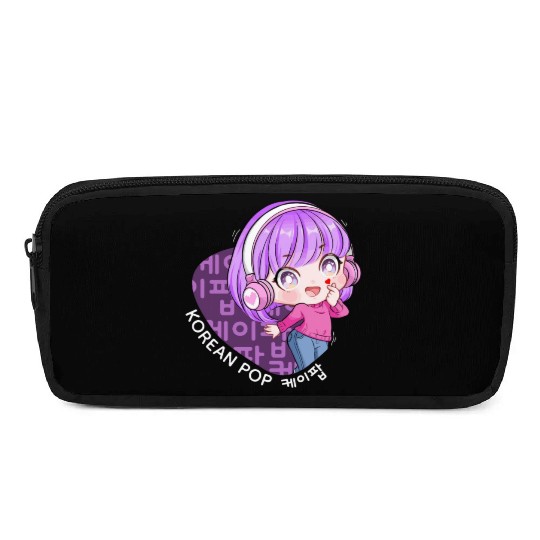 Korean Pop Chibi Finger Heart Anime Girl Kpop Kdra Pencil Cases