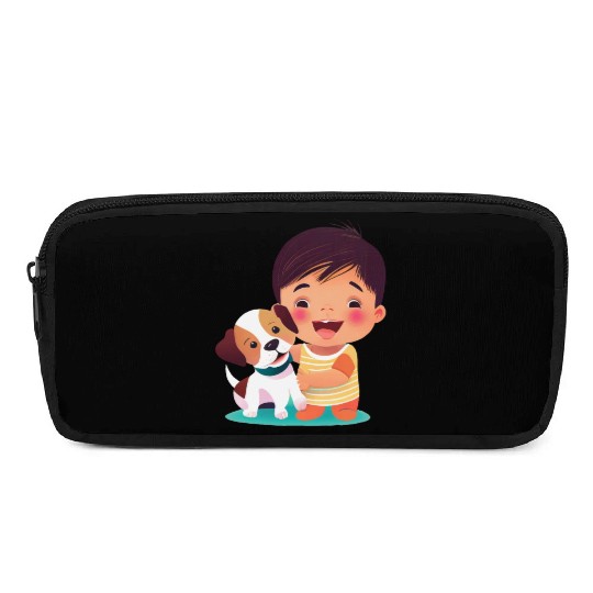 Sweet baby smiling with lovely puppy Pencil Cases