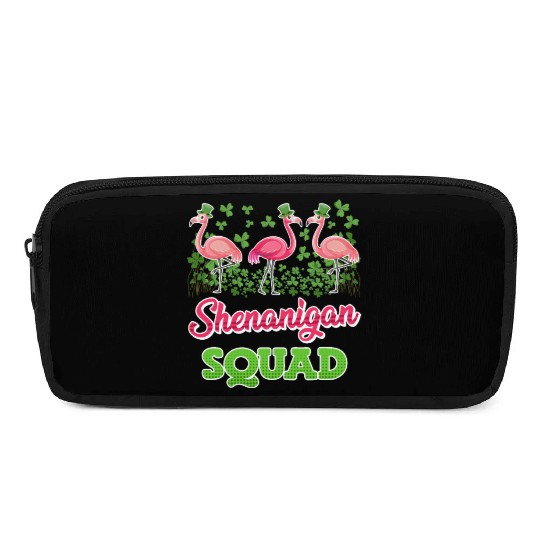 Flamingo Shenanigan Squad St. Patrick's Day Pencil Cases