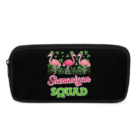 Flamingo Shenanigan Squad St. Patrick's Day Pencil Cases