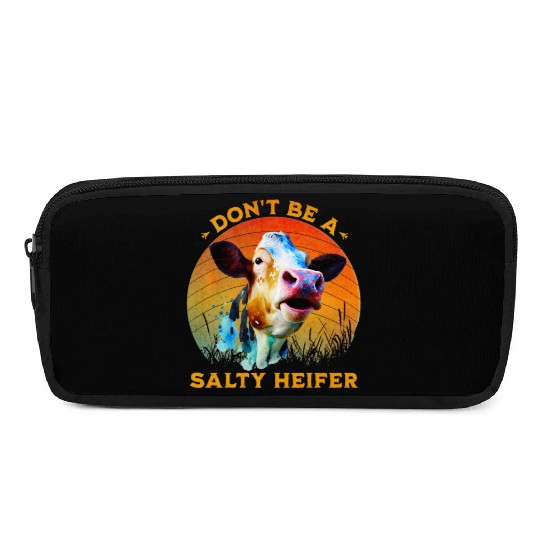 Don't Be A Salty Heifer Cute Cow Pencil Cases
