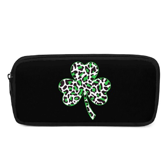 Cute Shamrock Leopard Print St Patricks Day Irish Pencil Cases