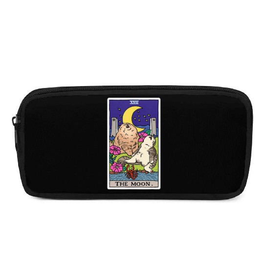 Tarot Card Crescent Moon And Cat Howl at the Moon Pencil Cases