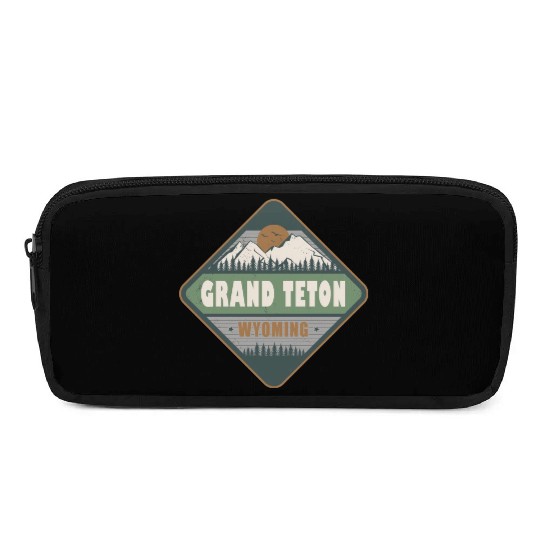 Grand Teton Wyoming US Vintage Hiking Design Pencil Cases