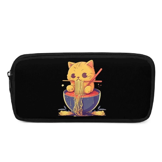 Cute Cat Eating Ramen Noodle Japanese Culture Pencil Cases