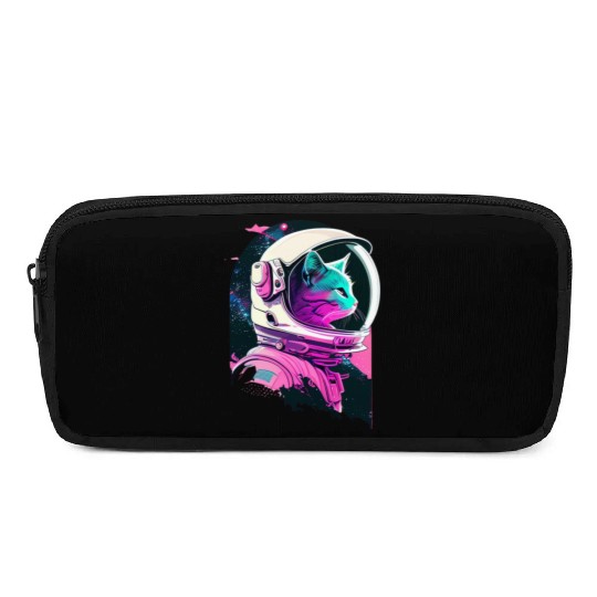 Aesthetic Vaporwave Space Cat 80s 90s Astronaut Pencil Cases