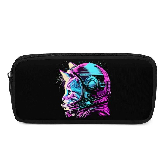 Aesthetic Vaporwave Space Cat 80s 90s Astronaut Pencil Cases