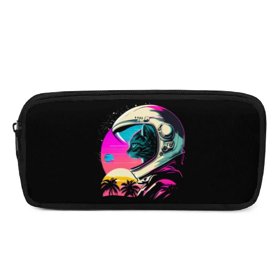 Aesthetic Vaporwave Space Cat 80s 90s Astronaut Pencil Cases