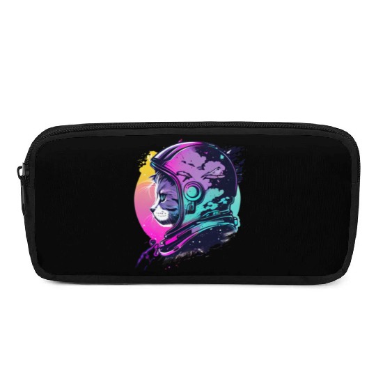 Aesthetic Vaporwave Space Cat 80s 90s Astronaut Pencil Cases