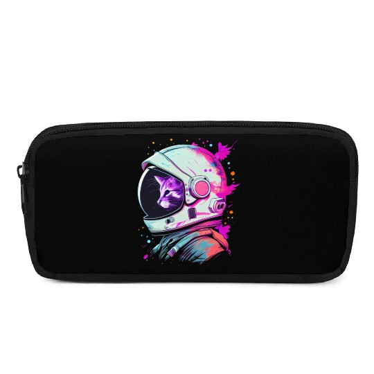 Aesthetic Vaporwave Space Cat 80s 90s Astronaut Pencil Cases