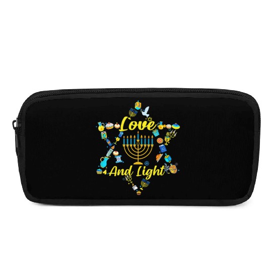 Love and Light Hanukkah Pencil Cases Jew Menorah Jewish C