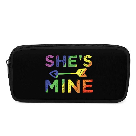 Lesbian Couple She s Mine I m Hers Matching LGBT Pencil Cases