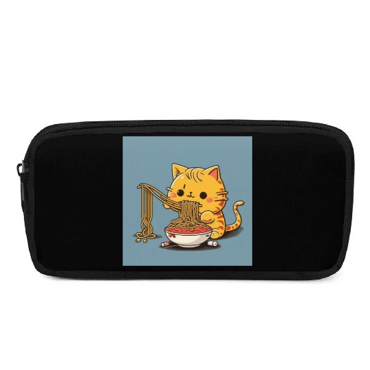 Japanese cat eating spaghetti Pencil Cases