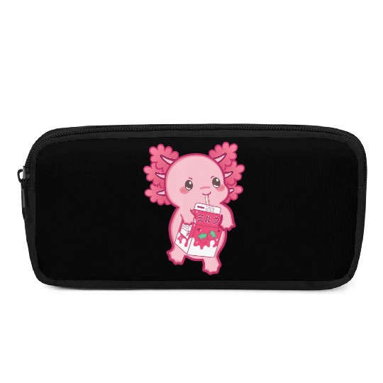 Kawaii Axolotl Strawberry Milk Teen Girl Kids Japa Pencil Cases
