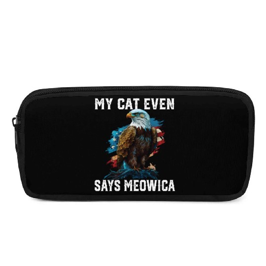 My Cat Even Says Meowica Patriotic Cat Owner USA Pencil Cases