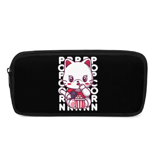 Cat Eating Popcorn Pencil Cases