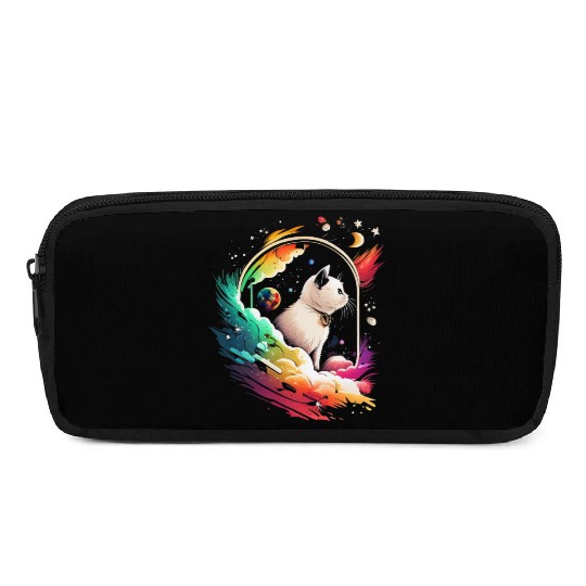 Space Cat on Galaxy Cat Lover Pencil Cases