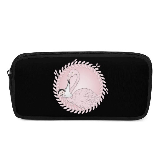 Flamingo brings the baby instead of the stork Pencil Cases