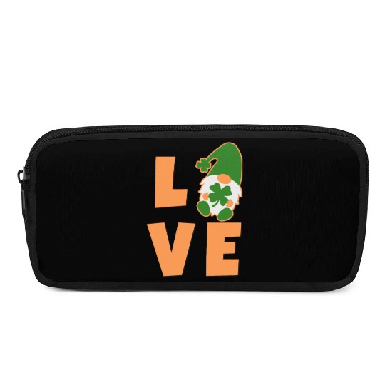 Love Gnome St Patricks Day Woman, Lucky Clover Pencil Cases