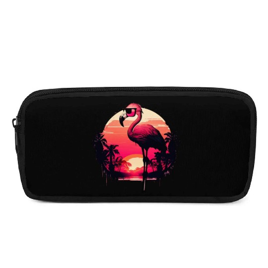 Retro Sunset Pink Flamingo Summer Design Flamingo Pencil Cases