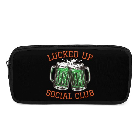 Lucked Up Soociial Clubb, Green Beer, Irish Group Dri Pencil Cases