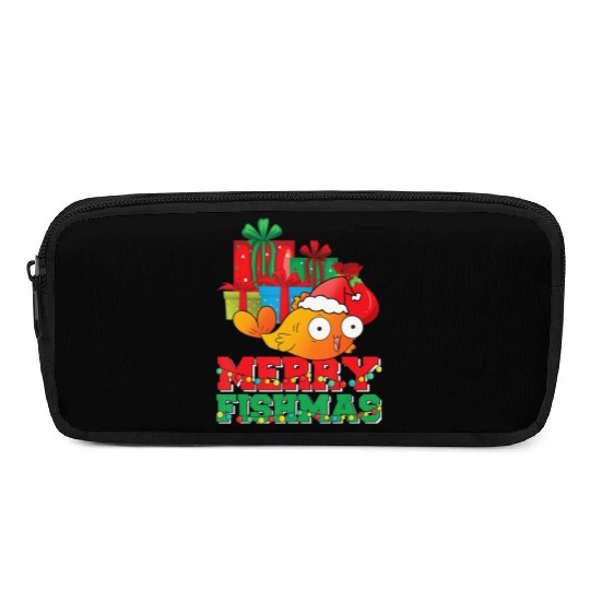 Merry Fishmas Christmas Fish Lover Fisherman Ugly Pencil Cases
