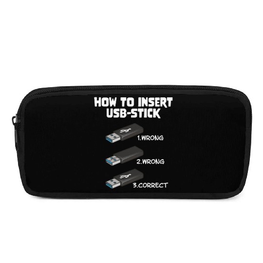 How To Insert USB Stick Funny Programmer Meme Pencil Cases