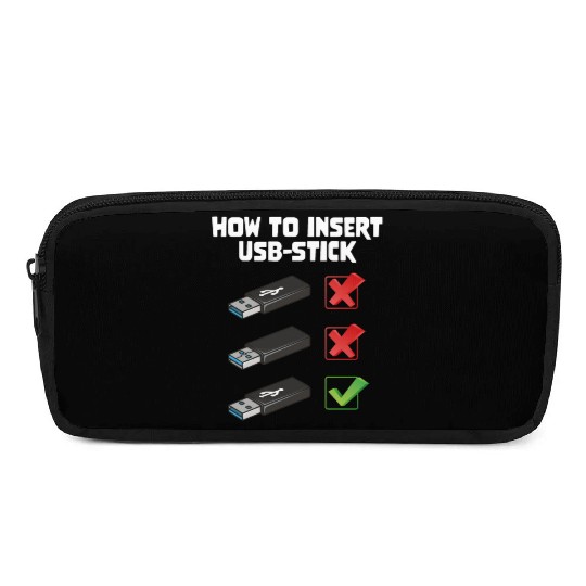 How To Insert USB Stick Funny Programmer Meme Pencil Cases