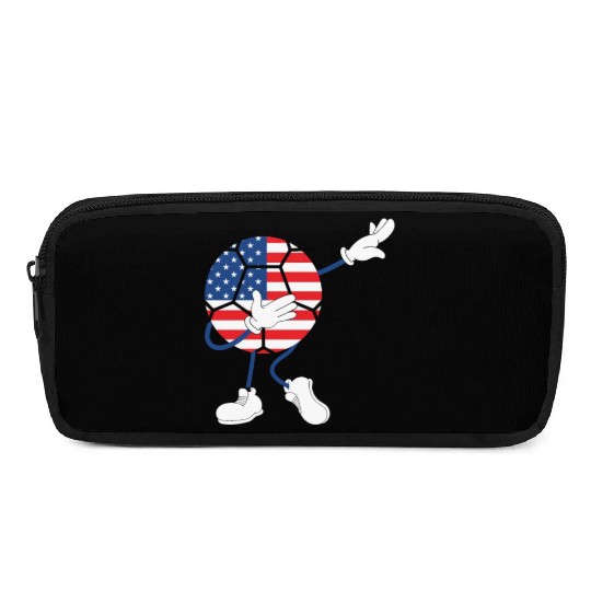 America USA Flag 4th Of July Soccer Player Pencil Cases