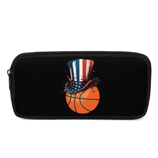 Patriotic America USA Flag 4th Of July Basketball Pencil Cases