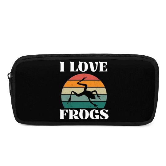 I LOVE FROGS RETRO SUNSET Pencil Cases
