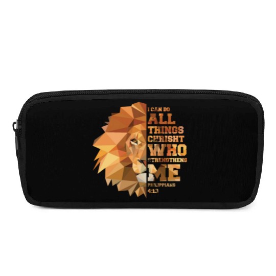 Philippians 4 13 Christian Bible Verse Lion Head Pencil Cases