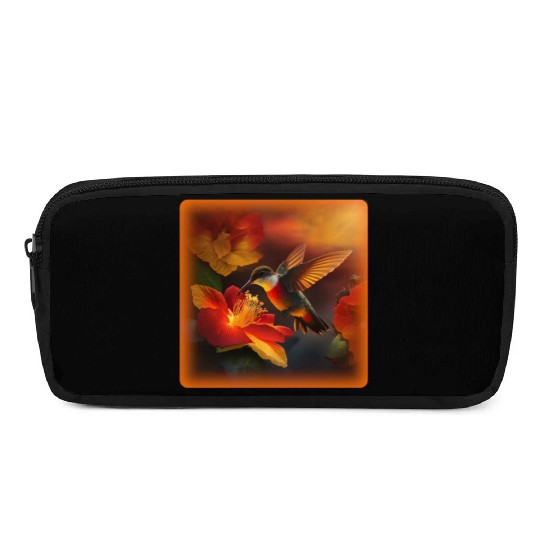 Hummingbird Hibiscus Flower Morning Sunrise Nature Pencil Cases