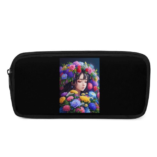 Spring Girl with a bouqet of flowers garland #1 Pencil Cases