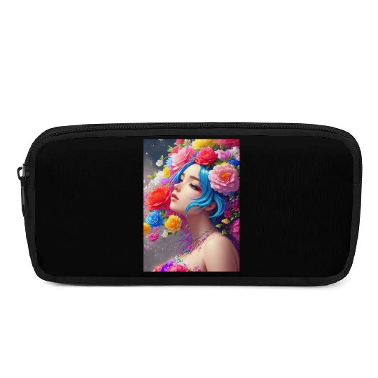 Spring Girl with a bouqet of flowers garland #9 Pencil Cases