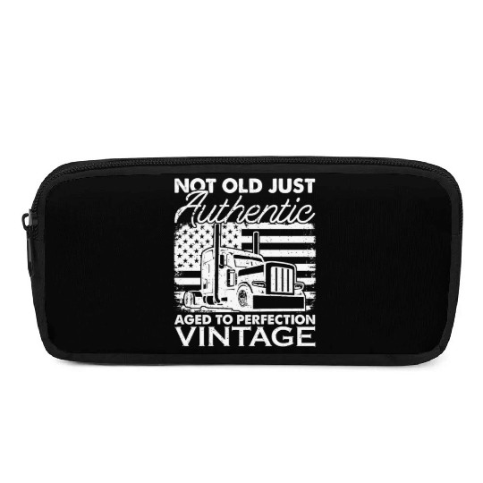 Truck Driver Us Flag Old Man Trucker Pencil Cases