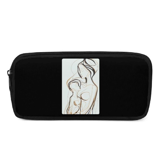 Black, Gold & White Abstract Mother & Daughter Pencil Cases