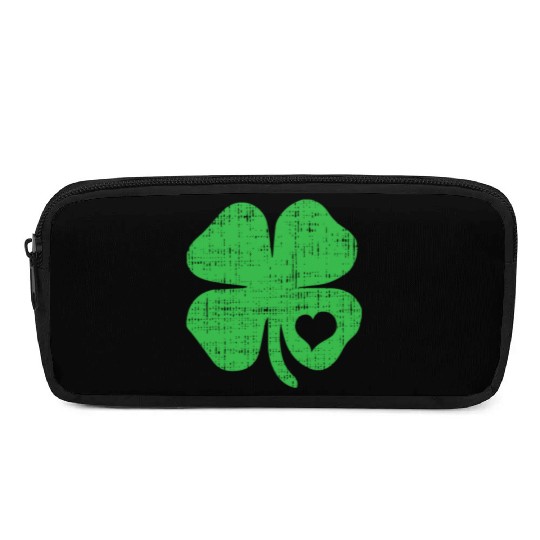 Green Four Leaf Clover Heart - St Patricks Day4 le Pencil Cases