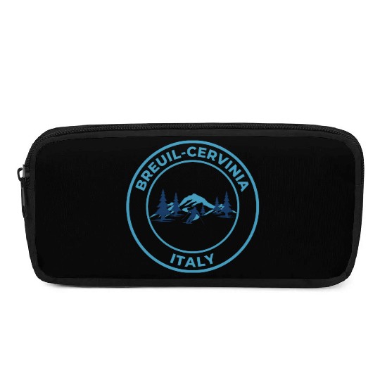 Retro cool Skiing in Breuil Cervinia Italy Blue Pencil Cases