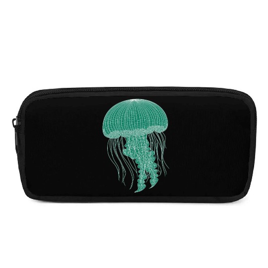 Sea life, Green Jellyfish Pencil Cases