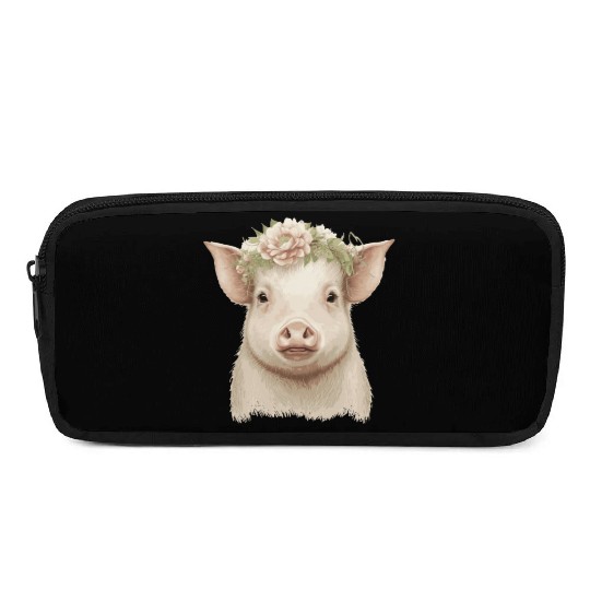 Piglet Flower Crown Pig Baby Floral Farm Animal Pe Pencil Cases