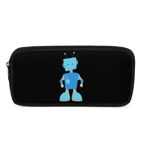 Cute Robot Funny Robot Silly Robot Blue Robot Pencil Cases