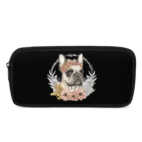 Cute French Bulldog Frenchie Flower Crown Pet Dog Pencil Cases